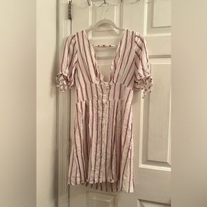 Size medium red and white striped shirt dress